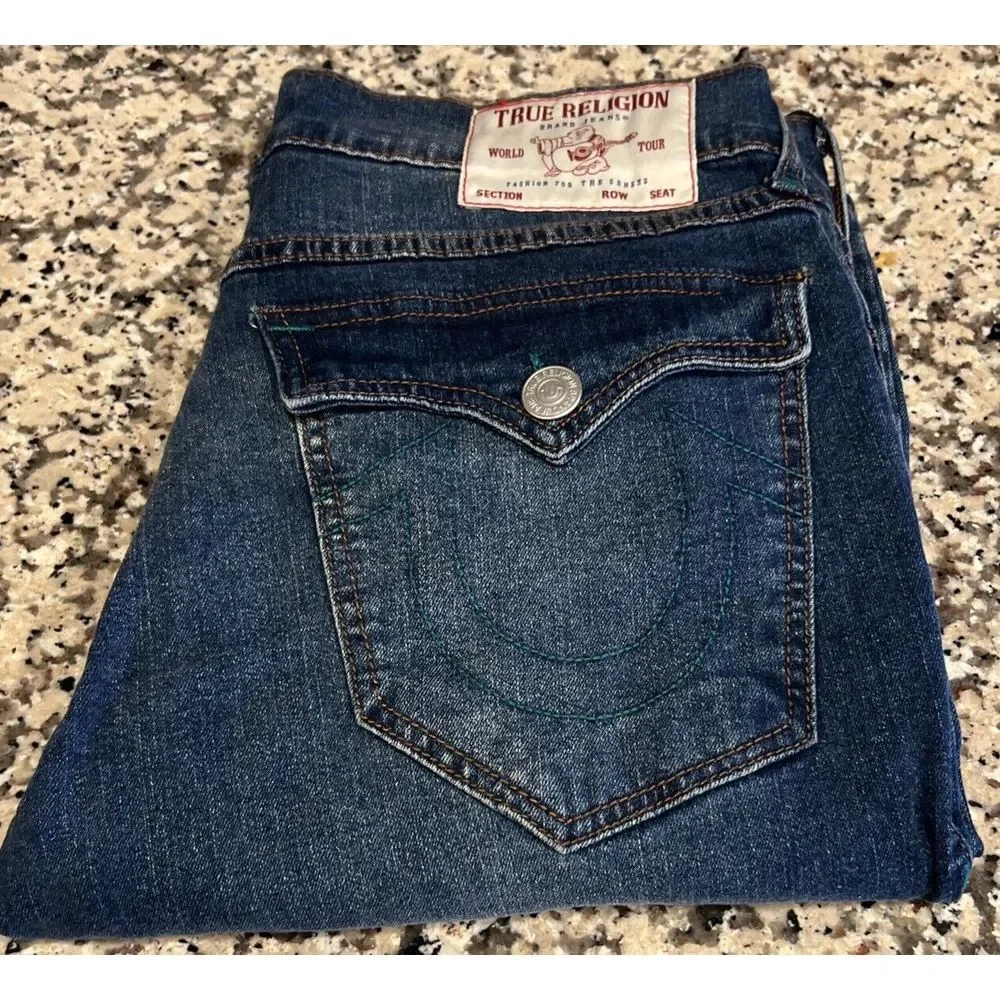 New‎ $159 True Religion ROCCO FLAP Relaxed Skinny JEANS 700062 Medium Harvest 34